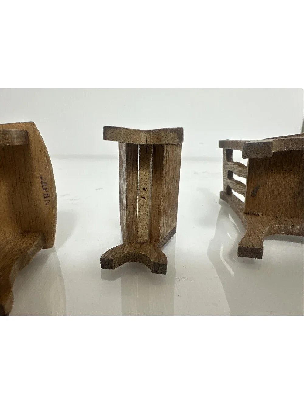 Vintage Shackman Japan Wood Dollhouse Furniture Chairs Cradle Miniature 1:6 MCM
